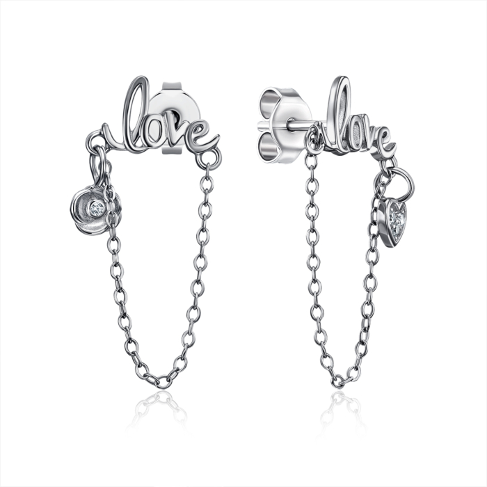 Серебряные пуссеты с фианитом. Артикул ME15282A-E/12/1