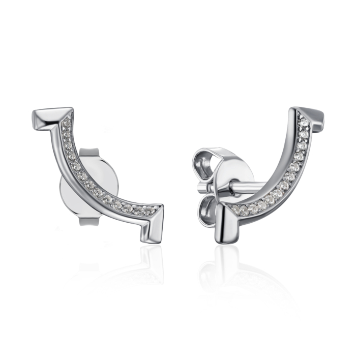 Серебряные пуссеты с фианитами. Артикул ME15312A-E/12/1