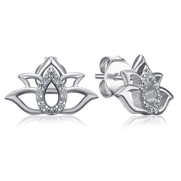 Срібні пусети з фіанітами. Артикул ME15361A-E/12/1