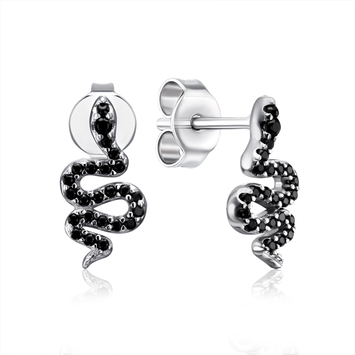 Серебряные пуссеты с фианитами. Артикул ME15380A-E/12/526