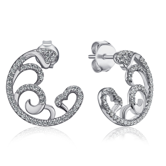 Серебряные пуссеты с фианитами. Артикул ME15417A-E/12/1