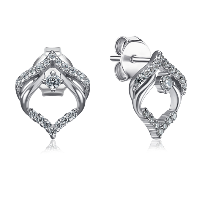 Серебряные пуссеты с фианитами. Артикул ME15394A-E/12/1