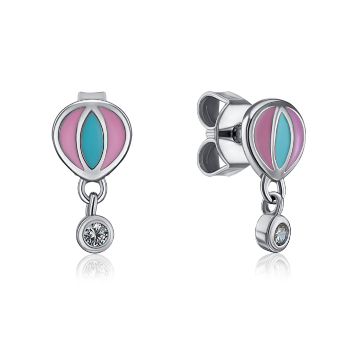 Серебряные пуссеты с фианитом и эмалью. Артикул ME15444A-E/12/4502