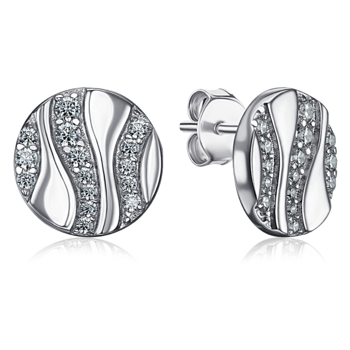 Серебряные пуссеты с фианитами. Артикул ME15447A-E/12/1