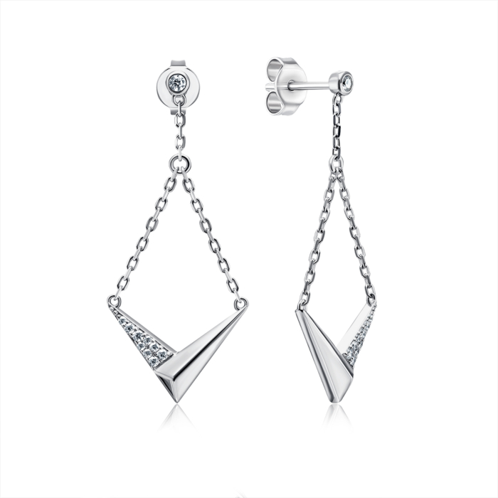 Срібні сережки з фіанітами. Артикул ME15459A-E/12/1
