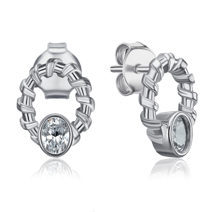 Срібні пусети з фіанітом. Артикул ME15490A-E/12/1