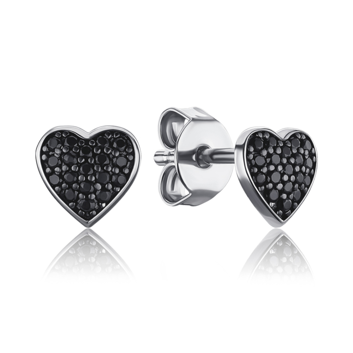 Срібні сережки з чорними фіанітами ME15526A-E/12/526