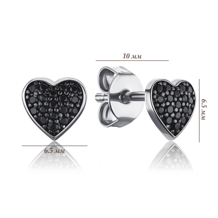 Срібні сережки з чорними фіанітами ME15526A-E/12/526