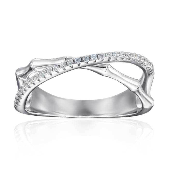 Серебряное кольцо с фианитами. Артикул ML12006B-R/12/1