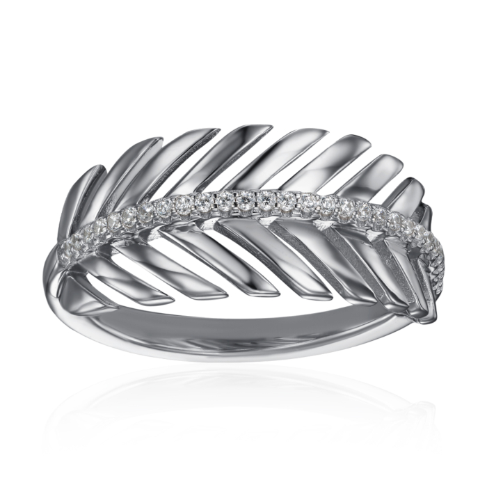 Срібна каблучка з фіанітами. Артикул ML14306A-R/12/1
