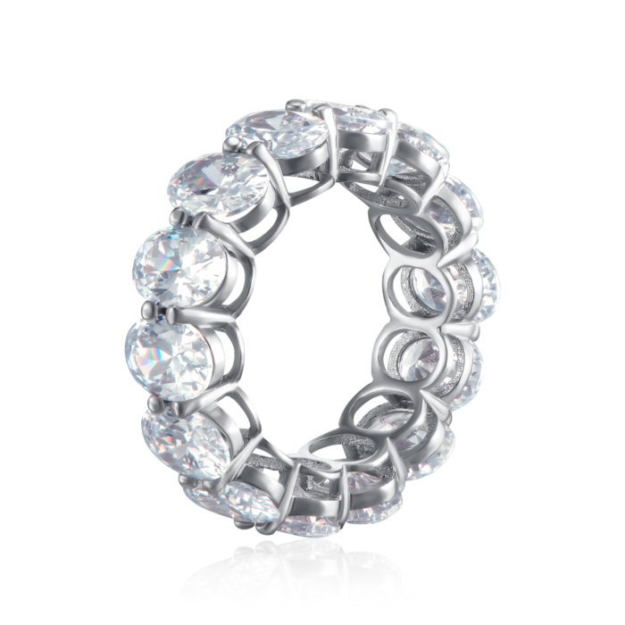 Срібна каблучка з фіанітами. Артикул MM120043-S-W-WH-R/12/1
