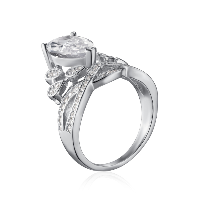 Серебряное кольцо с фианитами. Артикул MM120046-S-W-WH-R/12/1