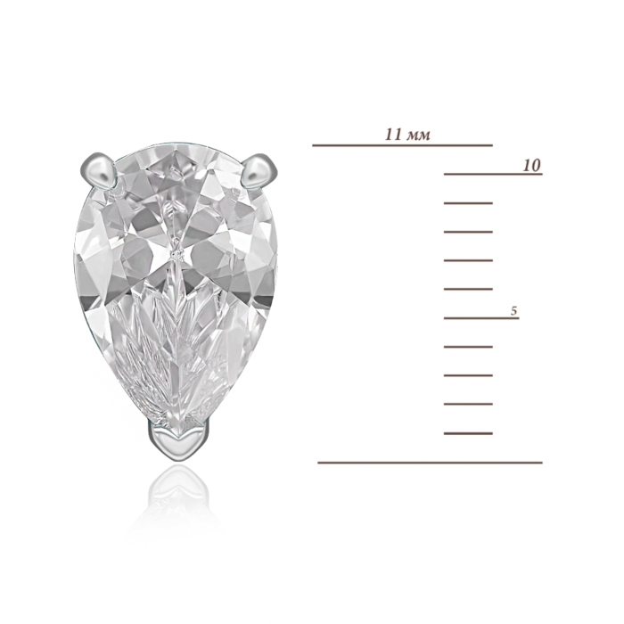 Срібні пусети з фіанітом. Артикул MM1D0005-S-W-WH-E/12/1