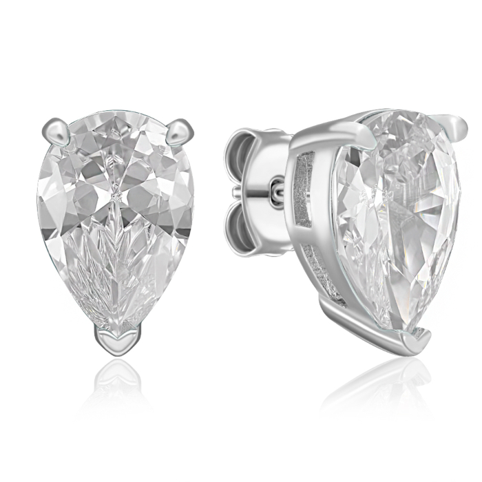 Срібні пусети з фіанітом. Артикул MM1D0005-S-W-WH-E/12/1