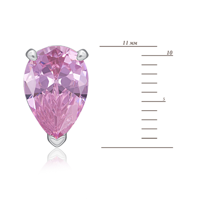 Серебряные пуссеты с фианитом. Артикул MM1D0005-S-W-PK-E/12/1504