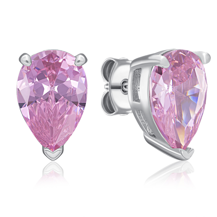 Серебряные пуссеты с фианитом. Артикул MM1D0005-S-W-PK-E/12/1504