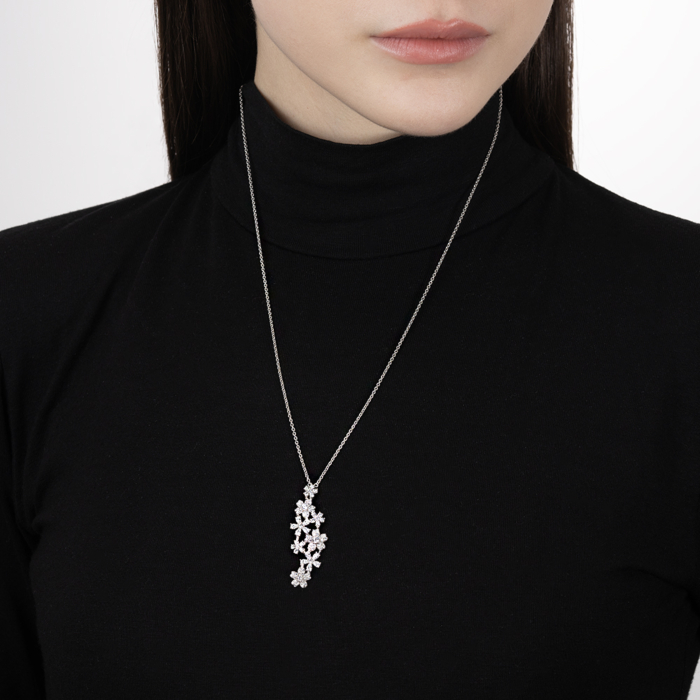 Серебряное колье с фианитами. Артикул MN12291AA-K/12/1