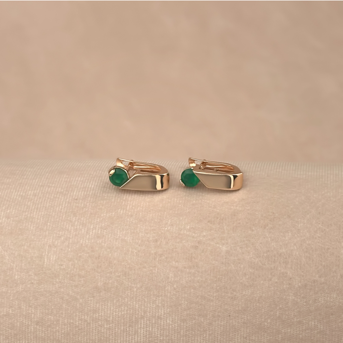 Золоті сережки з агатом 540327/01/0/16277