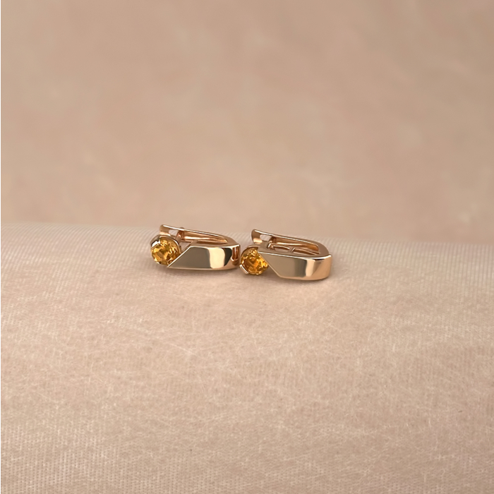 Золоті сережки з цитрином 540327/01/0/7668