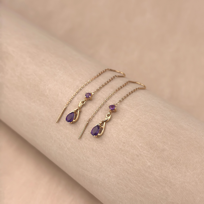 Золотые серььги с аметистом 540315/01/0/16287