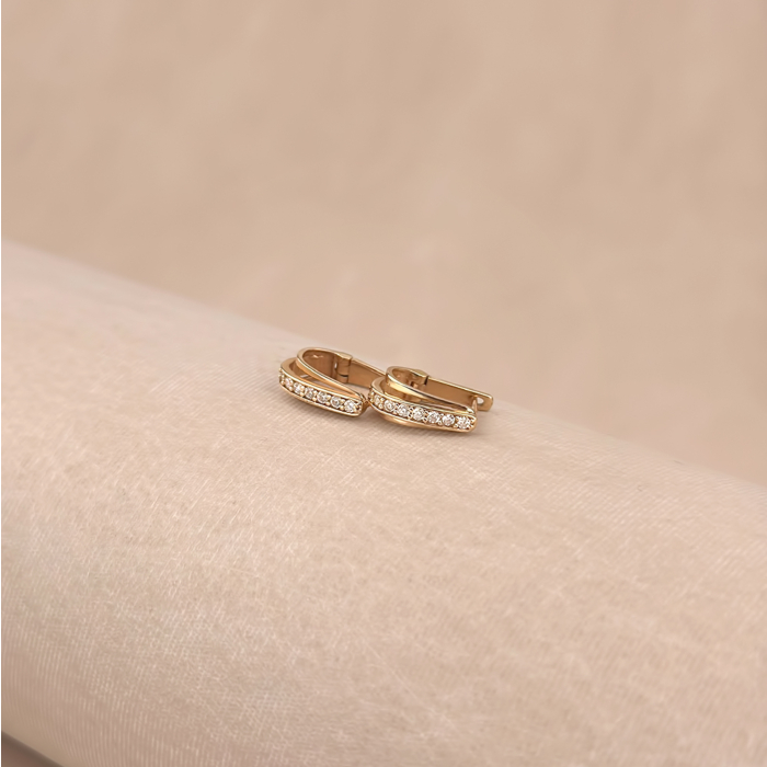 Золотые серьги с фианитами G-1305-E/01/1