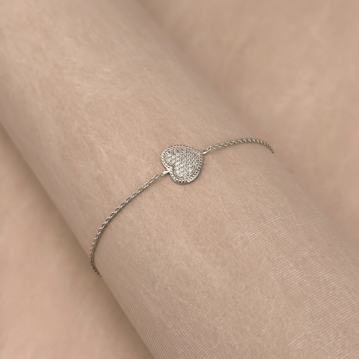 Серебряный браслет «Сердце» с фианитами 90182/66024-1/12/1/36