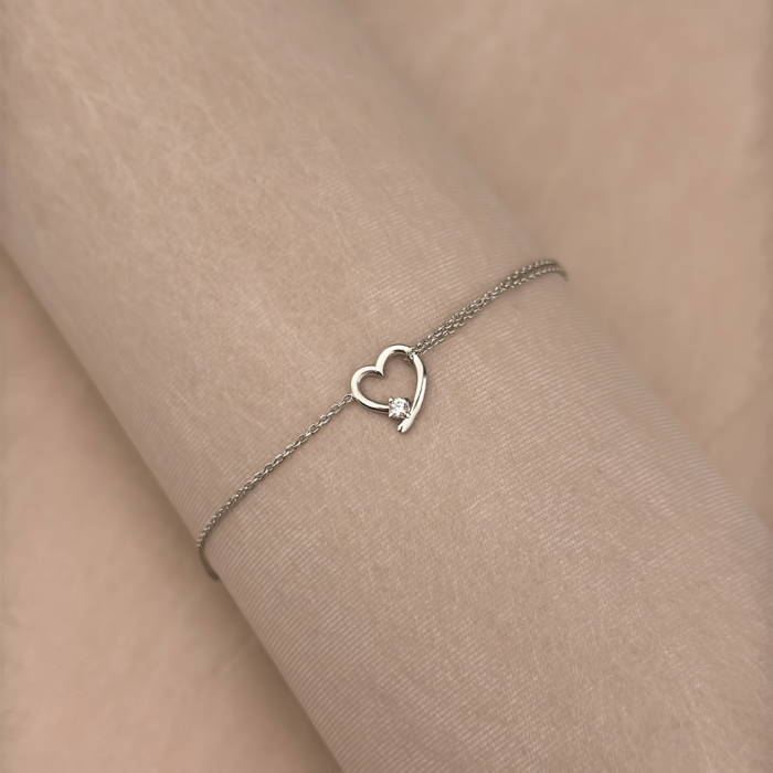 Серебряный браслет «Сердце» с фианитом BRT 10187 P-B/12/1