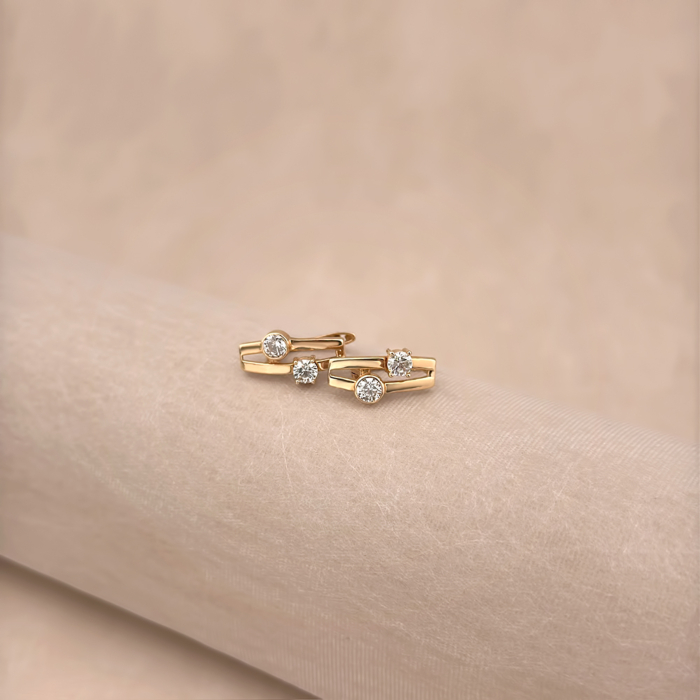 Золотые серьги с фианитами F-654-E/01/1