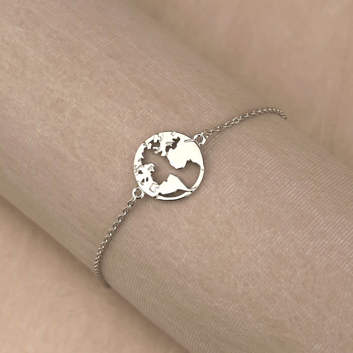 Серебряный браслет «планета Земля» без вставки 90178/66024-1/12/1