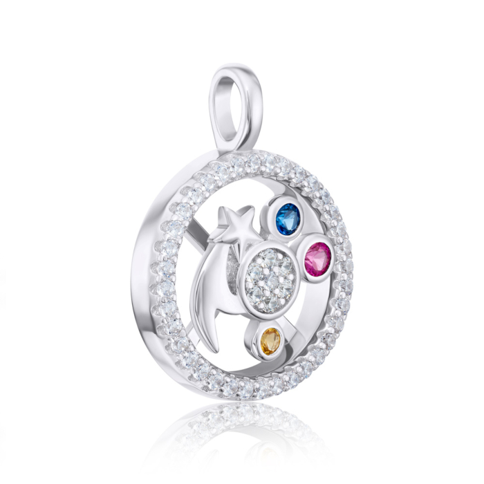 Срібна підвіска з фіанітами. Артикул MP14123A-P/12/1