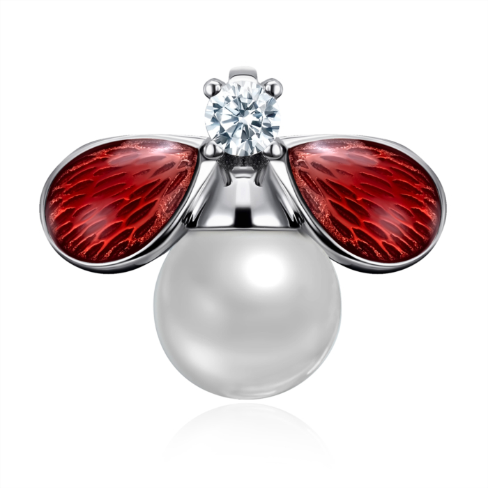 Срібна підвіска з перлиною, фіанітом та склом. Артикул MP14250A-P/12/4511