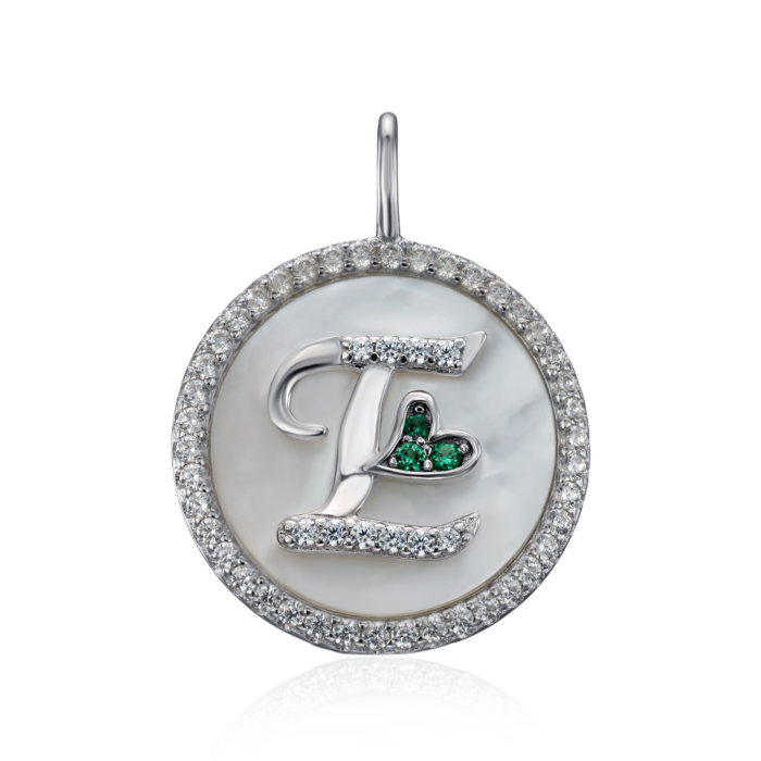 Срібна підвіска з фіанітами та перламутром. Артикул MP14292A-P/12/4498