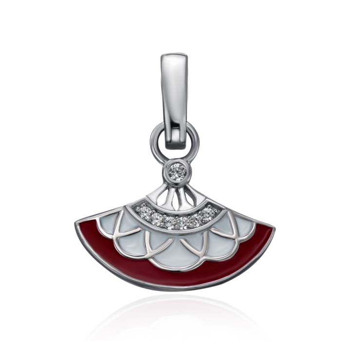 Срібна підвіска з фіанітами та емаллю. Артикул MP14348A-P/12/2283