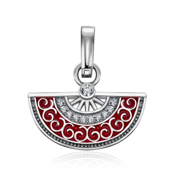 Срібна підвіска з емаллю та фіанітами. Артикул MP14349A-P/12/1715