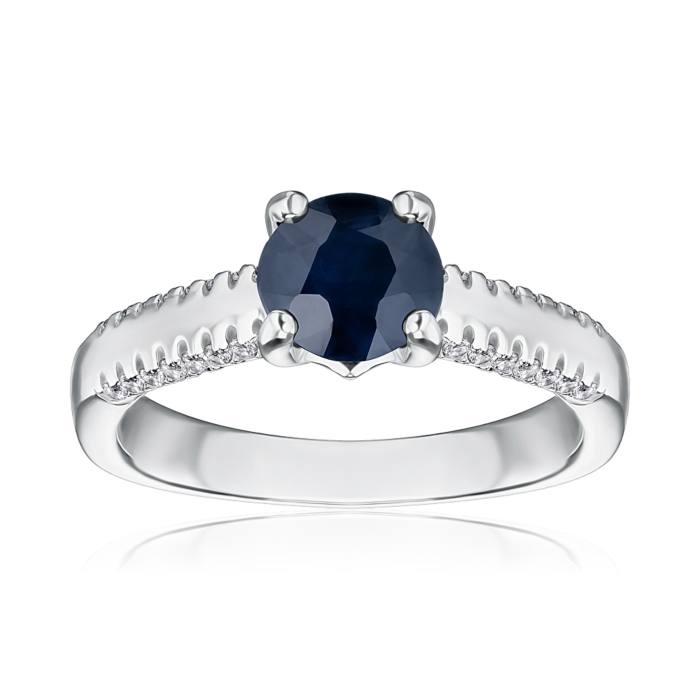 Серебряное кольцо с сапфиром и фианитами NA-374-R/12/8376