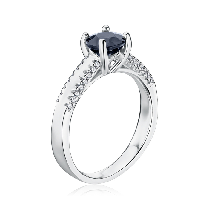 Серебряное кольцо с сапфиром и фианитами NA-374-R/12/8376