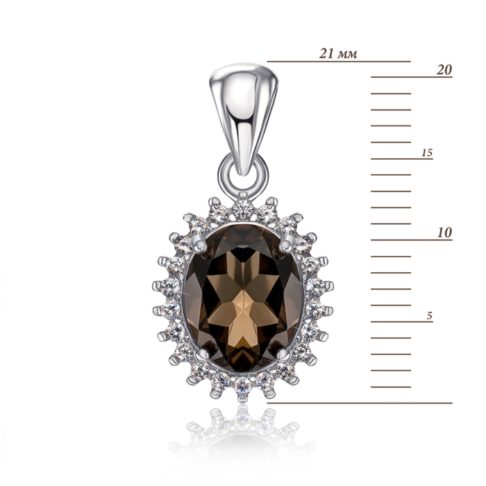 Срібна підвіска з раухтопазом і фіанітами. Артикул NA-463-P/12/6211