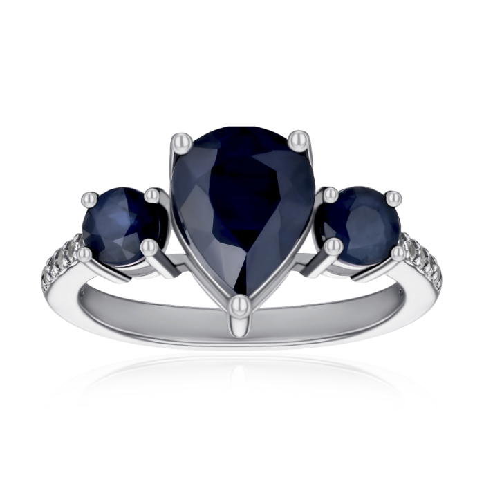 Серебряное кольцо с сапфиром и фианитами NA548-R/12/9341