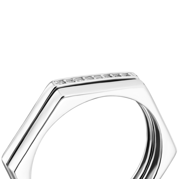 Наборное двойное серебряное кольцо с фианитами.Артикул UG5SZDR15619