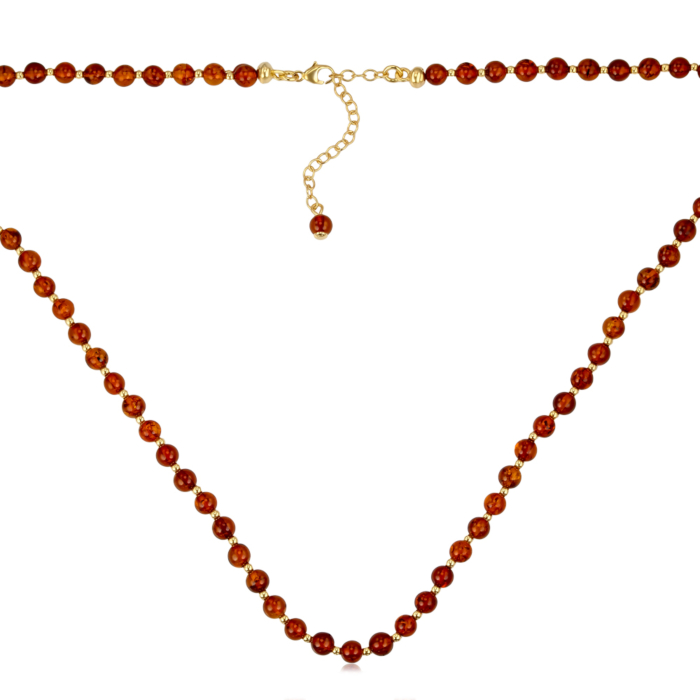 Срібне позолочене кольє з бурштином NBC.5MM-K/20/2787