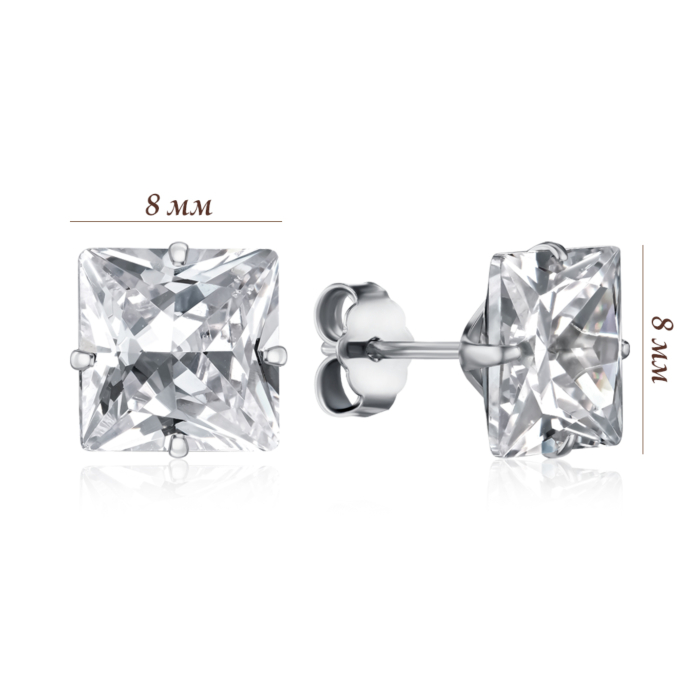 Срібні сережки з фіанітом. Артикул NE1D0006-S-W-WH-E/12/1