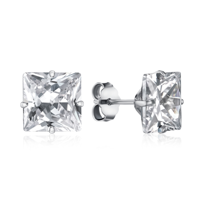 Срібні сережки з фіанітом. Артикул NE1D0006-S-W-WH-E/12/1