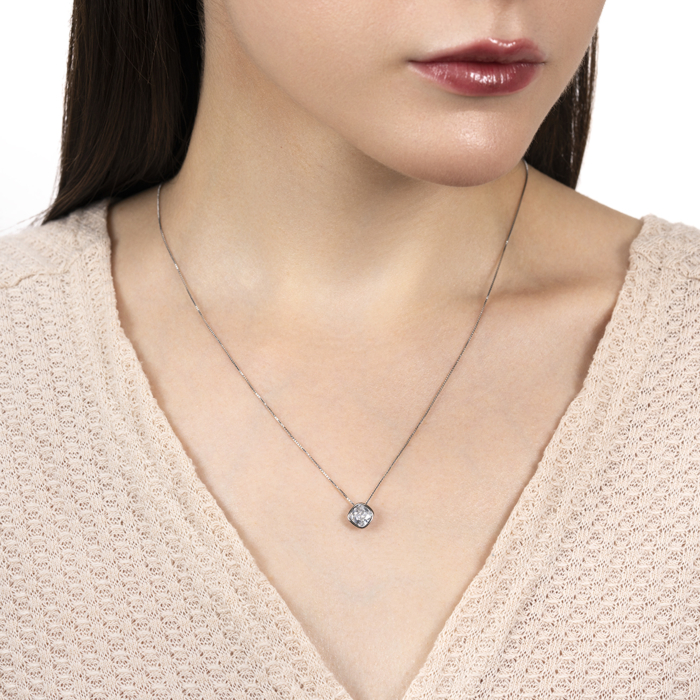 Серебряное колье с фианитом. Артикул NE35591-K/12/1