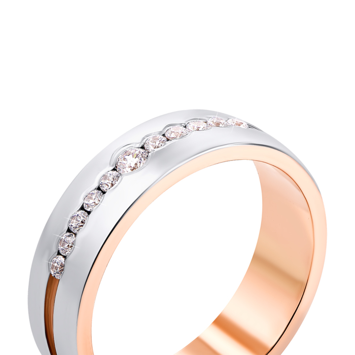 Обручка комбінована з фіанітами (10147-3/14/1/287)