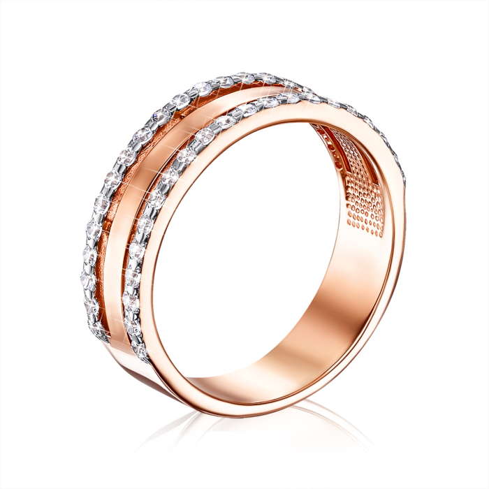 Обручальное кольцо с фианитами. Артикул 100016/01/1/13