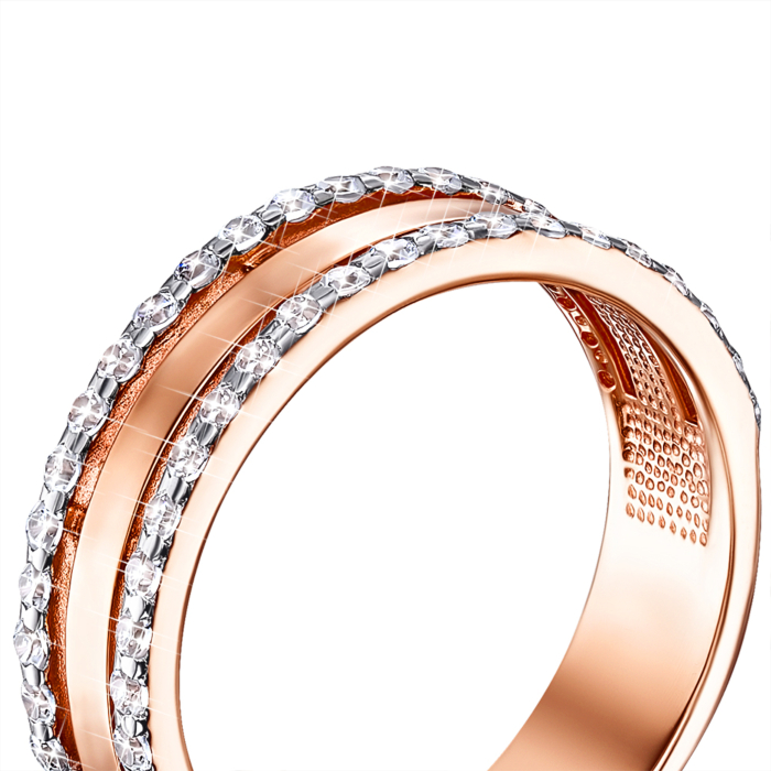 Обручальное кольцо с фианитами. Артикул 100016/01/1/13