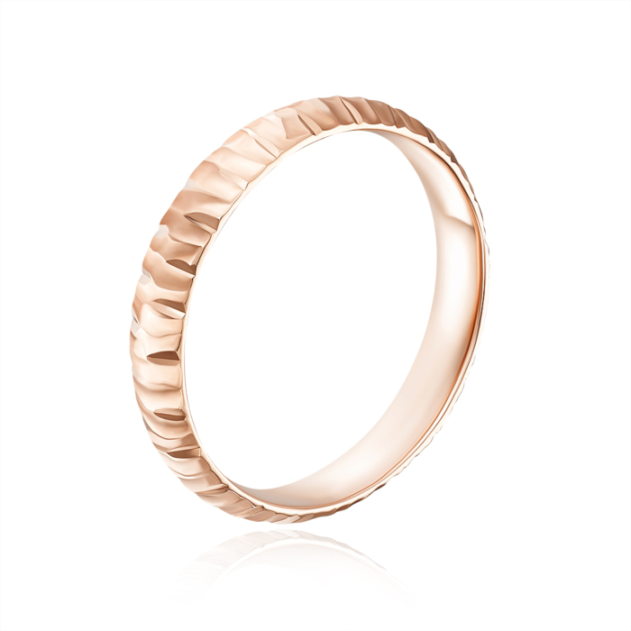 Золота обручка з алмазною гранню. Артикул 01918-15/01/2