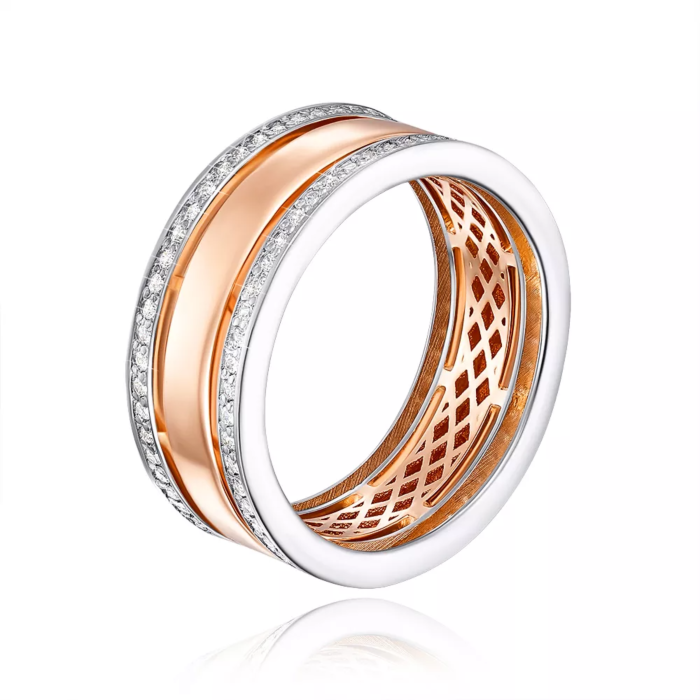 Золота обручка з фіанітами. Артикул 100012/01/1/42