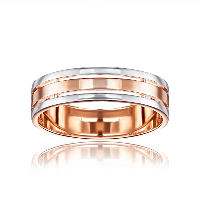 Комбінована золота обручка. Артикул 100016-1/01/1