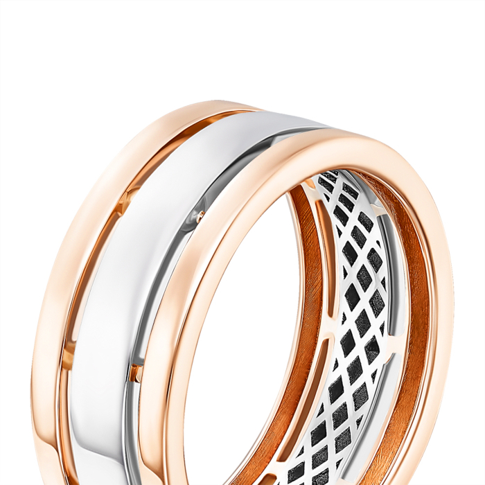 Золота комбінована обручка. Артикул 100012-1/01/1